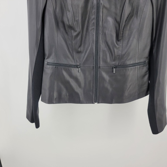 Hinge by Nordstrom Womens Black 100% Lamb Leather Zippered Jacket NWT Size Small - Picture 7 of 16